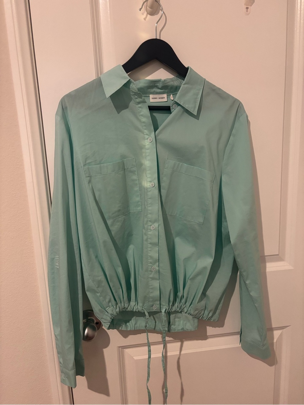 Gerry Weber Mint Green Button-Down Shirt with Drawstring Hem